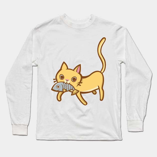 Cat & Fish Long Sleeve T-Shirt by kawaii_shop